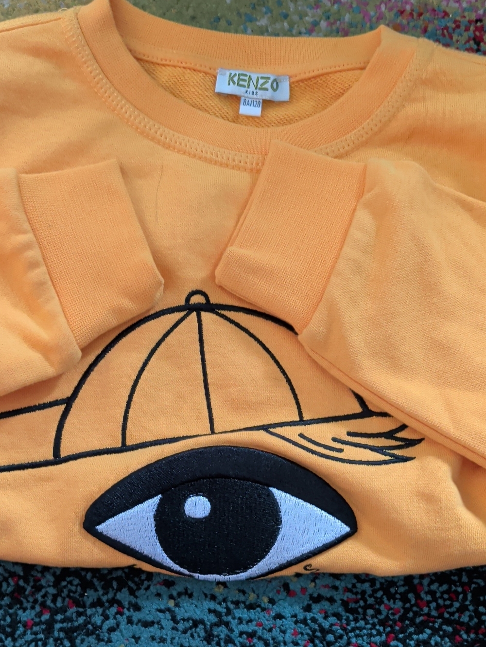 KENZO Kids Yellow Sweatshirt with Embroidered Eye Motif - Kid Size 8